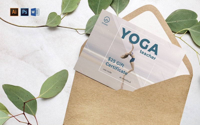 Professional Yoga Instructor Gift Certificate Template