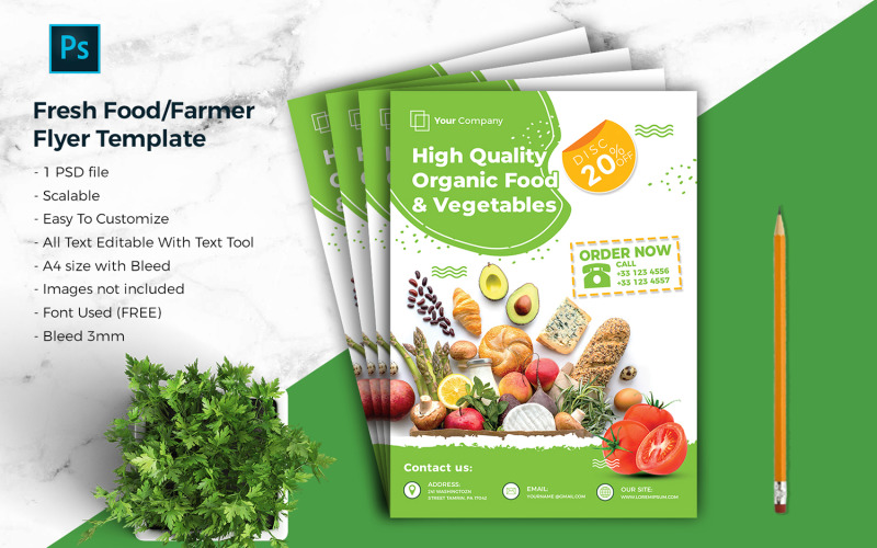Fresh Food / Farmer Flyer Template Vol-03 Corporate Identity Template