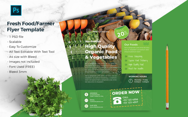 Fressh Food / Farmer Flyer Template vol.02 Corporate Identity Template