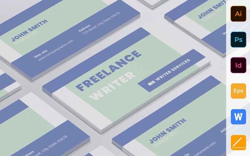 Sjabloon voor professionele freelance schrijver voor visitekaartjes