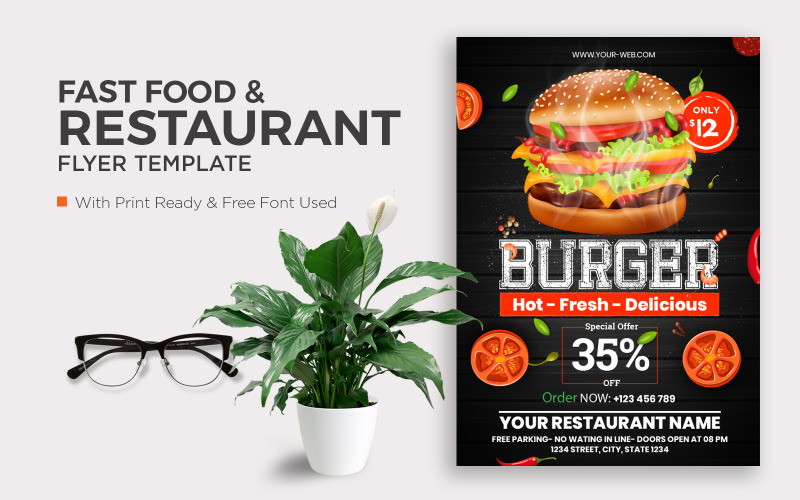Conception de modèle de flyer Burger avec vecteur