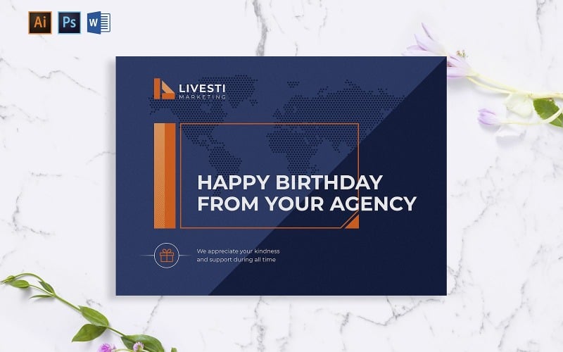 Creative Marketing Agency Поздравительная открытка Шаблон фирменного стиля