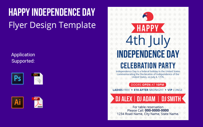 Design volantino felice giorno dell'indipendenza degli Stati Uniti d'America