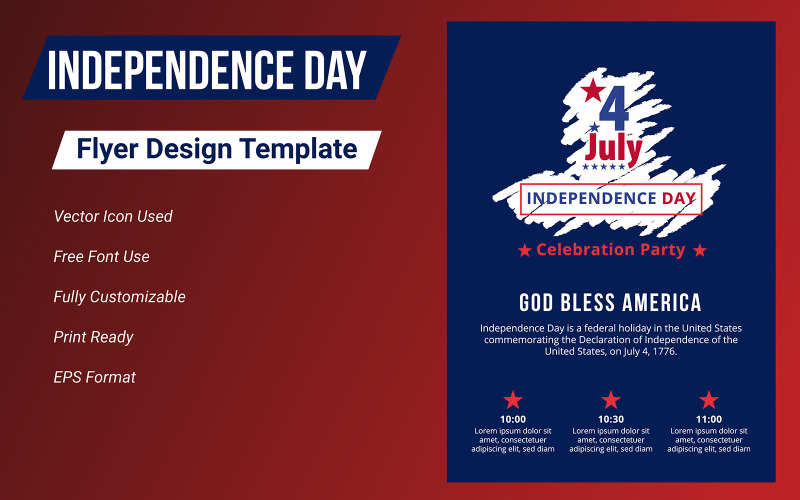4 luglio Happy Independence Day Flyer Design Template