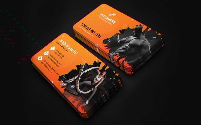 Plantilla de identidad corporativa de tarjeta de presentación de fitness