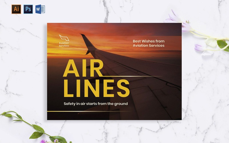 Plantilla de tarjeta de felicitación de aviación de Creative Airlines