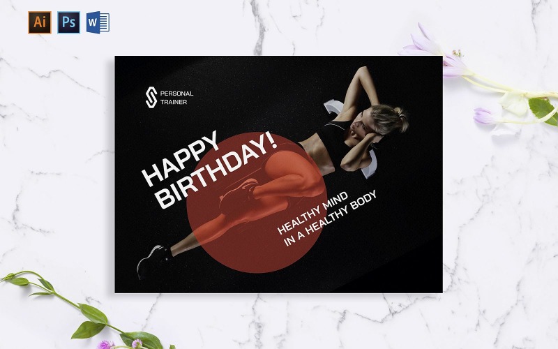 Plantilla de tarjeta de felicitación de entrenador personal creativo