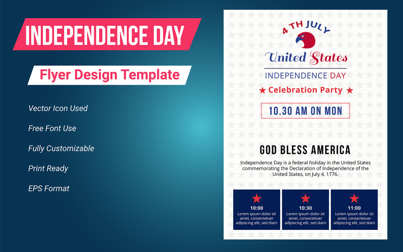 USA Independence Day Flyer Design Template - TemplateMonster