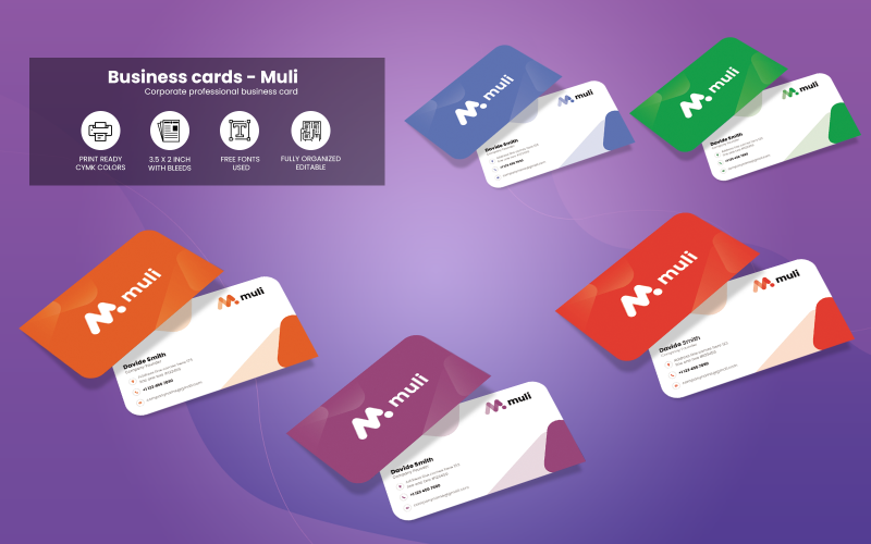 Carte de visite Muli - Modèle PSD d'identité d'entreprise