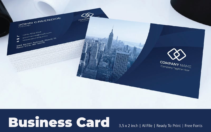 Modelo de identidade corporativa para cartão de visita azul escuro