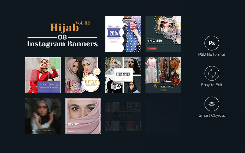 Hidžáb - 8 bannerových šablon pro sociální média sv. 2