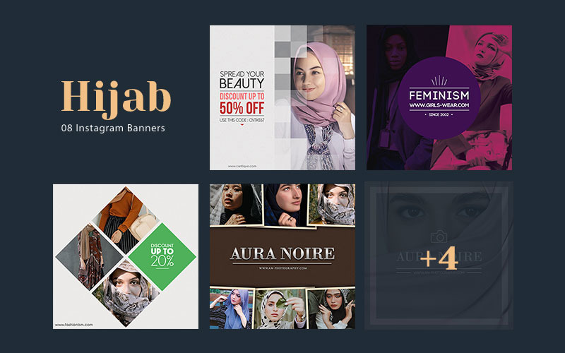 Hijab - 8 modèles de bannières pour les médias sociaux