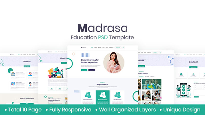 Madrasa –教育PSD模板