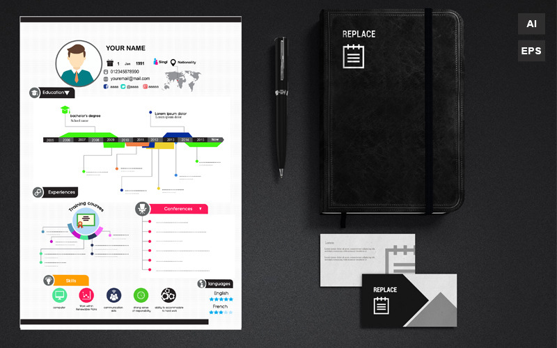Moderne Infographic CV / CV Vector afdrukbare CV-sjablonen