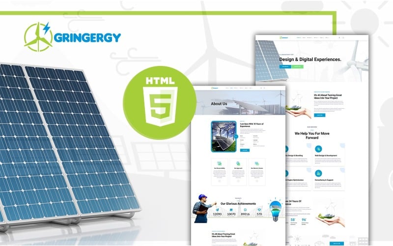 Grinenrgy grön energi och solenergi HTML5-mall
