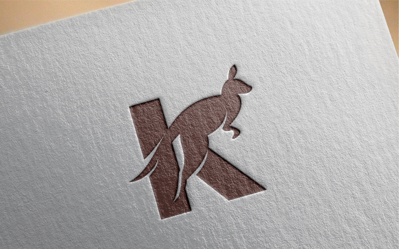 Modèle de logo kangourou lettre K