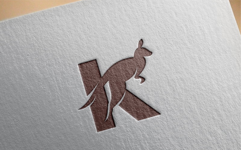 Modello di logo di lettera K di canguro