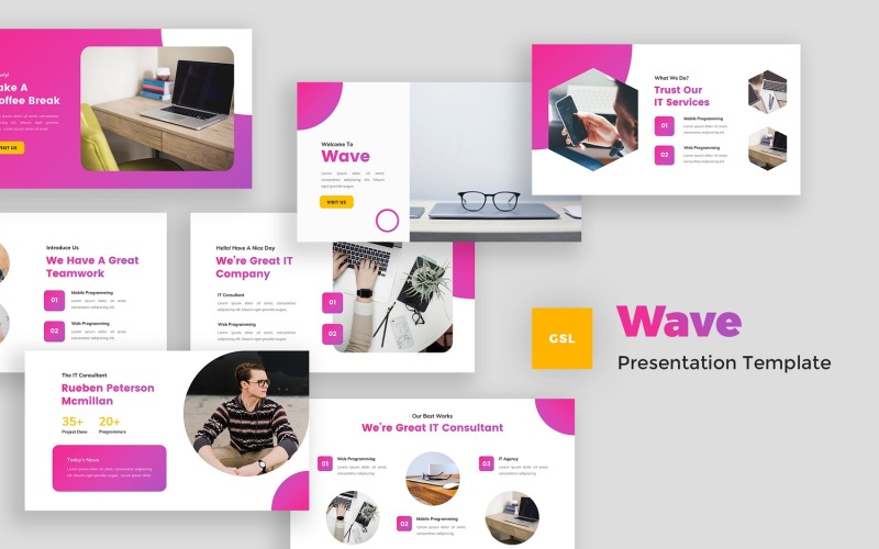 Wave - IT-lösningar och tjänster Google Slides-mall