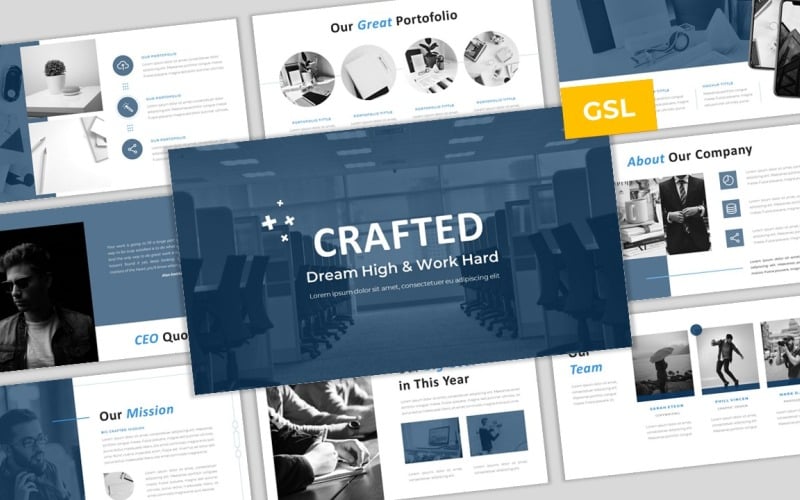 Crafted - modelo criativo e elegante do Google Slides para negócios