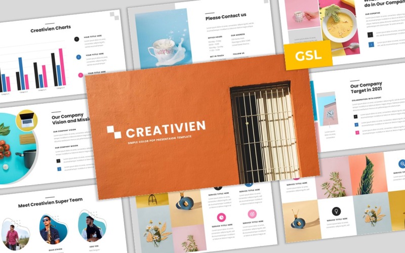 Creativien - Egyszerű színes pop üzleti Google Diák sablon