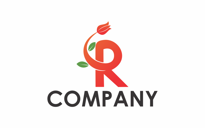 Modello di logo di fiori di lettera R