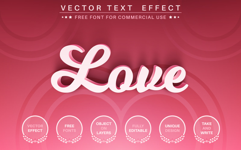粉红之爱-可编辑文本效果，字体样式图形插图