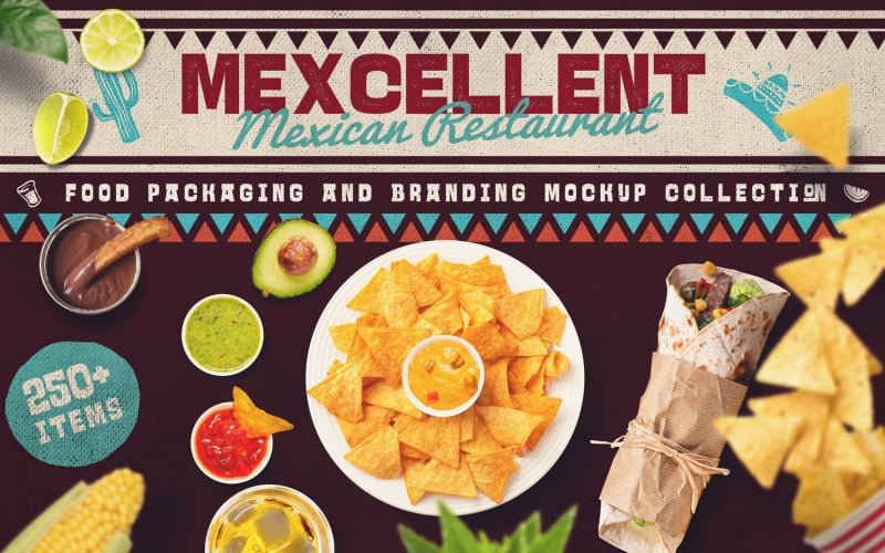 Mexikói ételjelenetek és makettkészítők termékmockupja