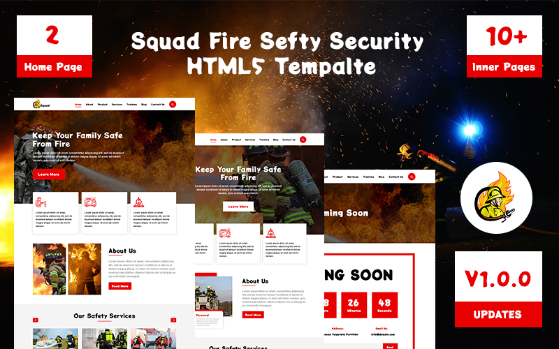 Plantilla de sitio web Squad-Fire Safety Security Html 5