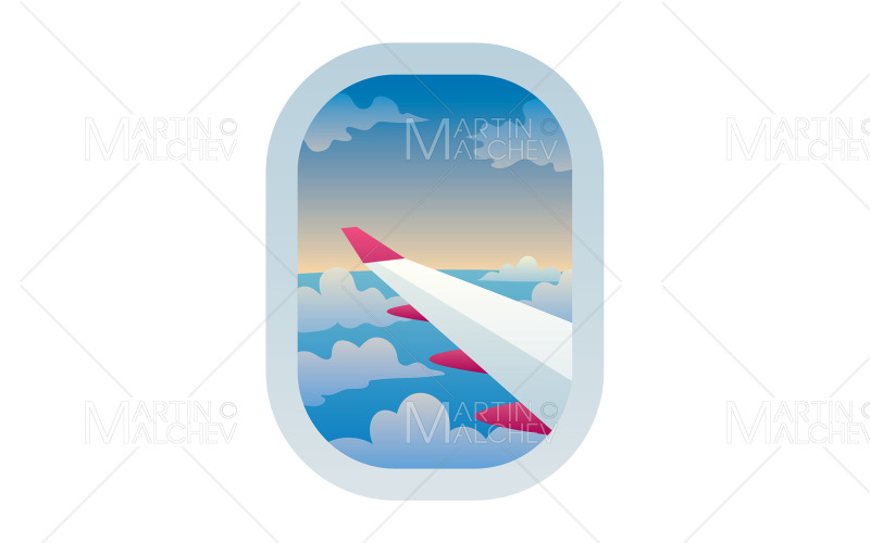 Ilustración de vista de ventana de avión