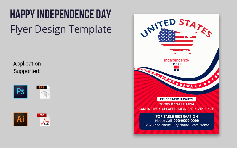 Liberty USA Independence Day Brochure Design huisstijl sjabloon