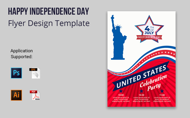 Saudação EUA Independence Day Flyer Design modelo de identidade corporativa