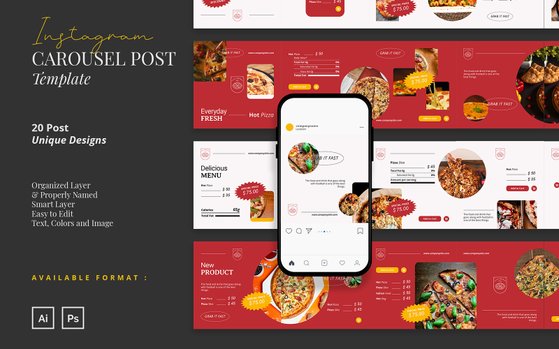 Trendy and Modern Food Instagram Carousel Social Media