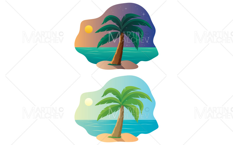 Иллюстрация отпуск тропический остров
