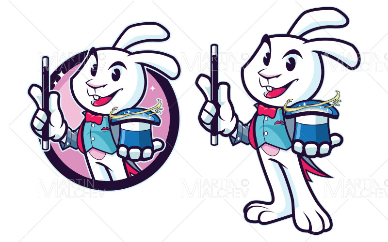 Illustrazione della mascotte del mago del coniglio