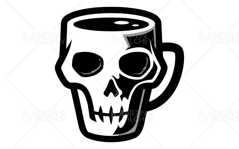 Illustrazione della tazza di caffè del cranio