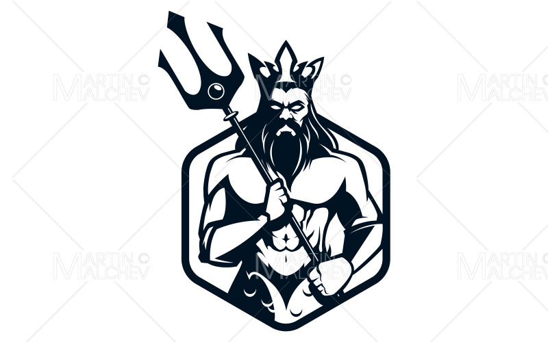 Ilustracja Logo Posejdona Boga