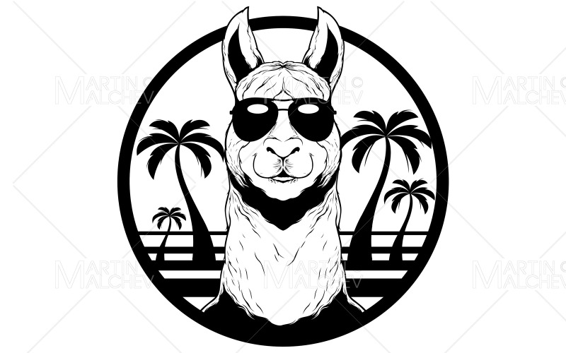 Lama Sommer Maskottchen Illustration