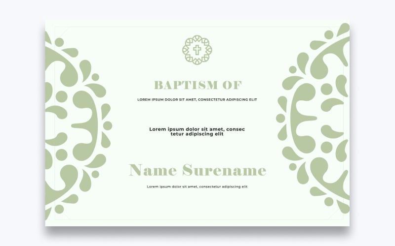 Modèle de certificat de baptême élégant gratuit
