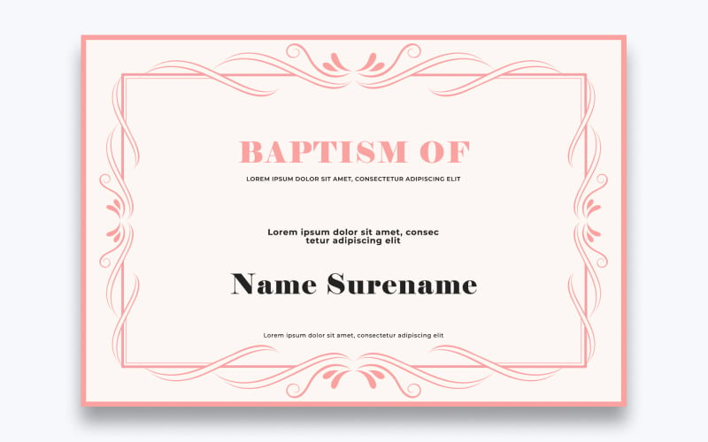 Plantilla gratuita de certificado de bautismo moderno