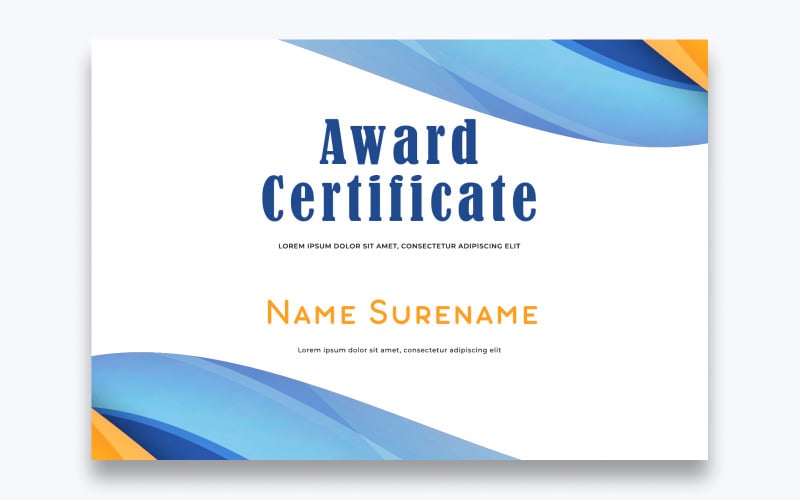 Šablona certifikátu Clean Clean Award zdarma