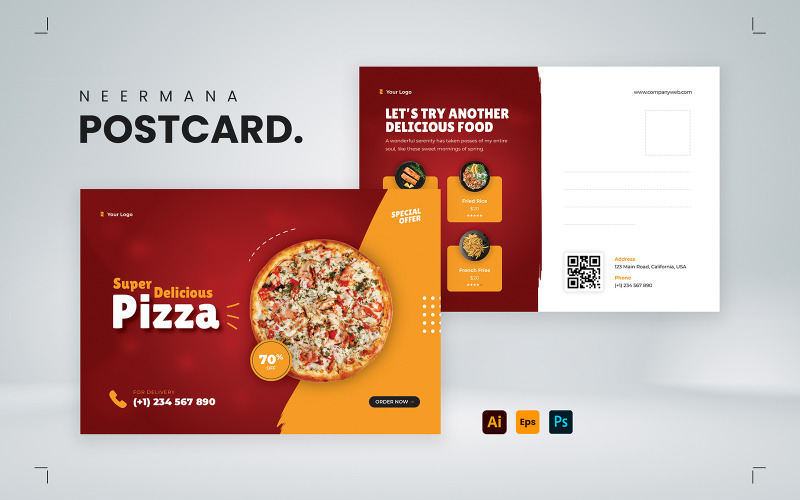 Modèle d'identité d'entreprise de carte postale alimentaire
