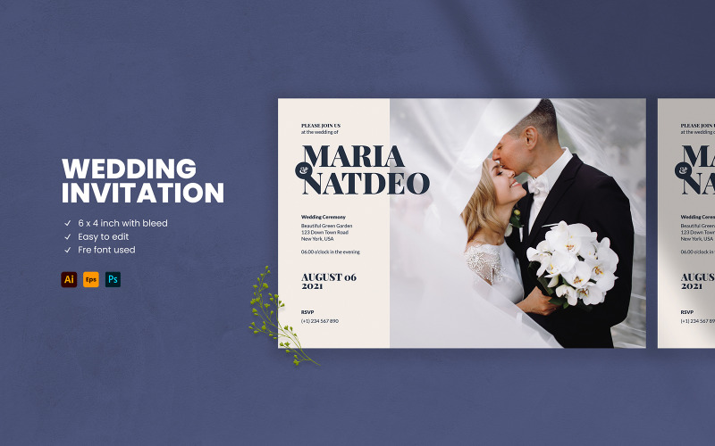 Modelo de identidade corporativa para convite de casamento