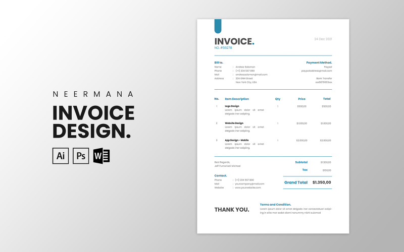 Plantilla de identidad corporativa de factura vol. 3