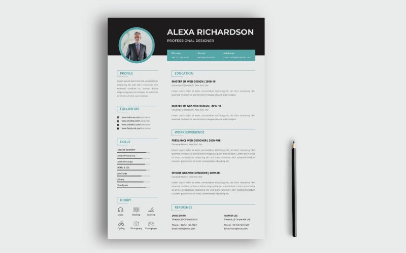 Alexa CV / CV Design afdrukbare CV-sjablonen