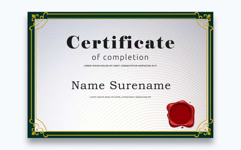 Modello di certificato di completamento gratuito moderno