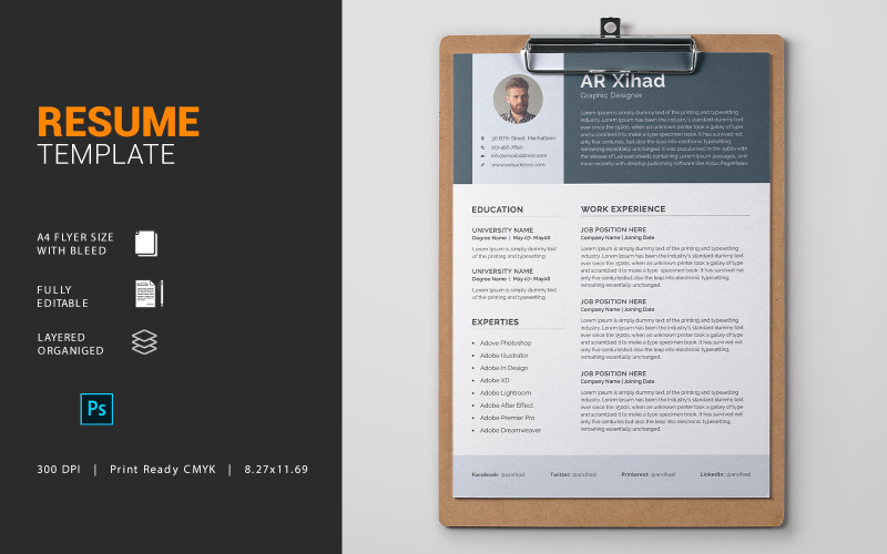 Modern CV Printable Resume Templates