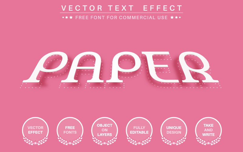 Papel sombra - efeito de texto editável, ilustração gráfica de estilo de fonte
