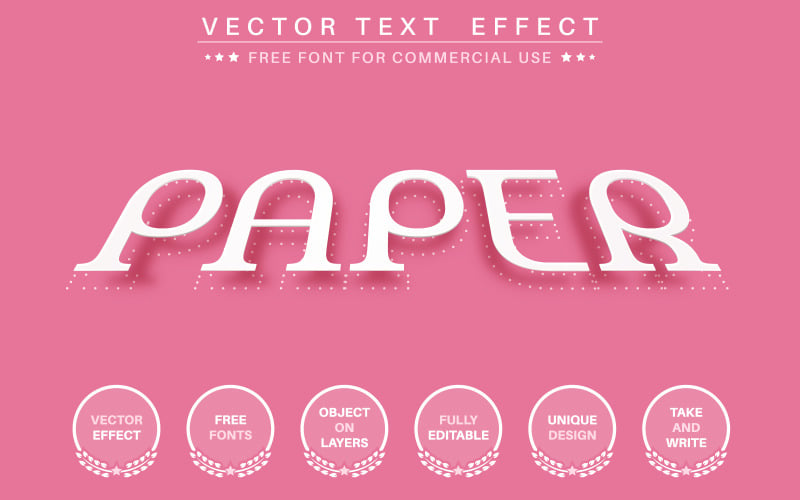 Papier ombre - effet de texte modifiable, illustration graphique de style de police