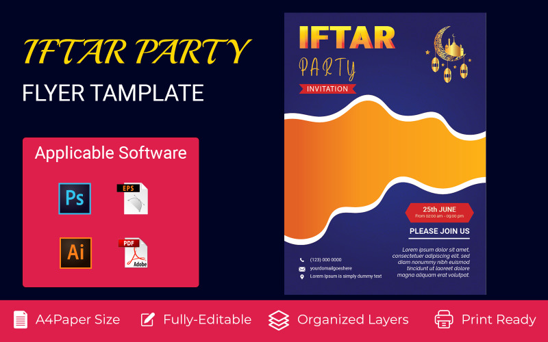 Plantilla de identidad corporativa de Iftar Party Invitation Flyer Design