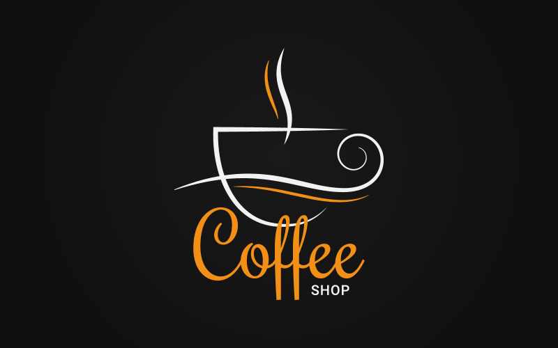 Coffee Сup Logo su sfondo nero Modello di logo
